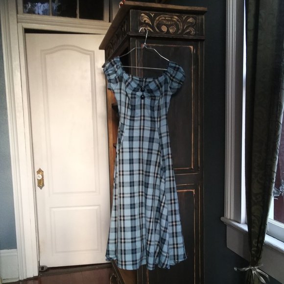 Collectif Blue Plaid Dolores Doll Dress - Picture 3 of 7
